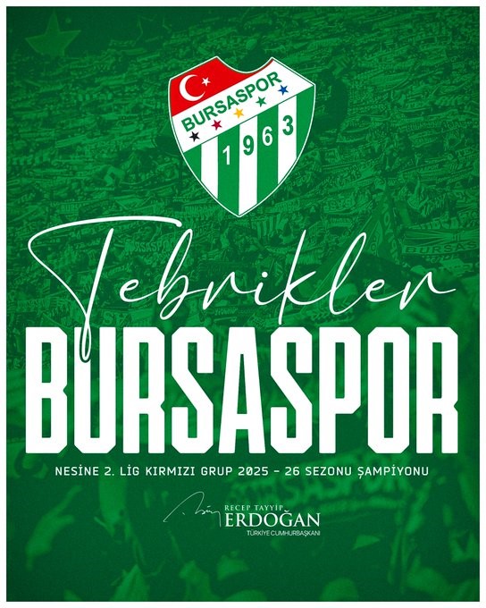 Cumhurbaşkanı Erdoğan’dan Bursaspor’a tebrik mesajı
?v=1