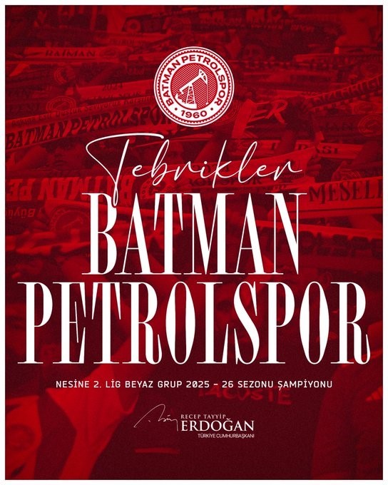 Cumhurbaşkanı Erdoğan’dan Batman Petrolspor’a tebrik mesajı
?v=1