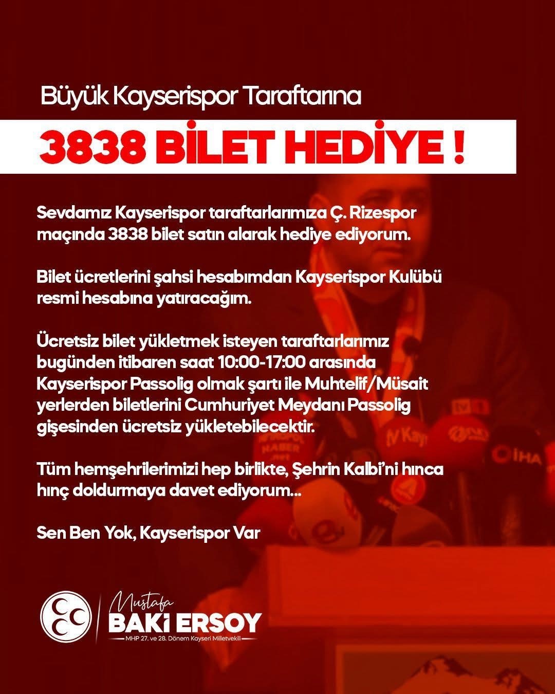 Milletvekili Ersoy’dan Kayserispor taraftarına destek
?v=1