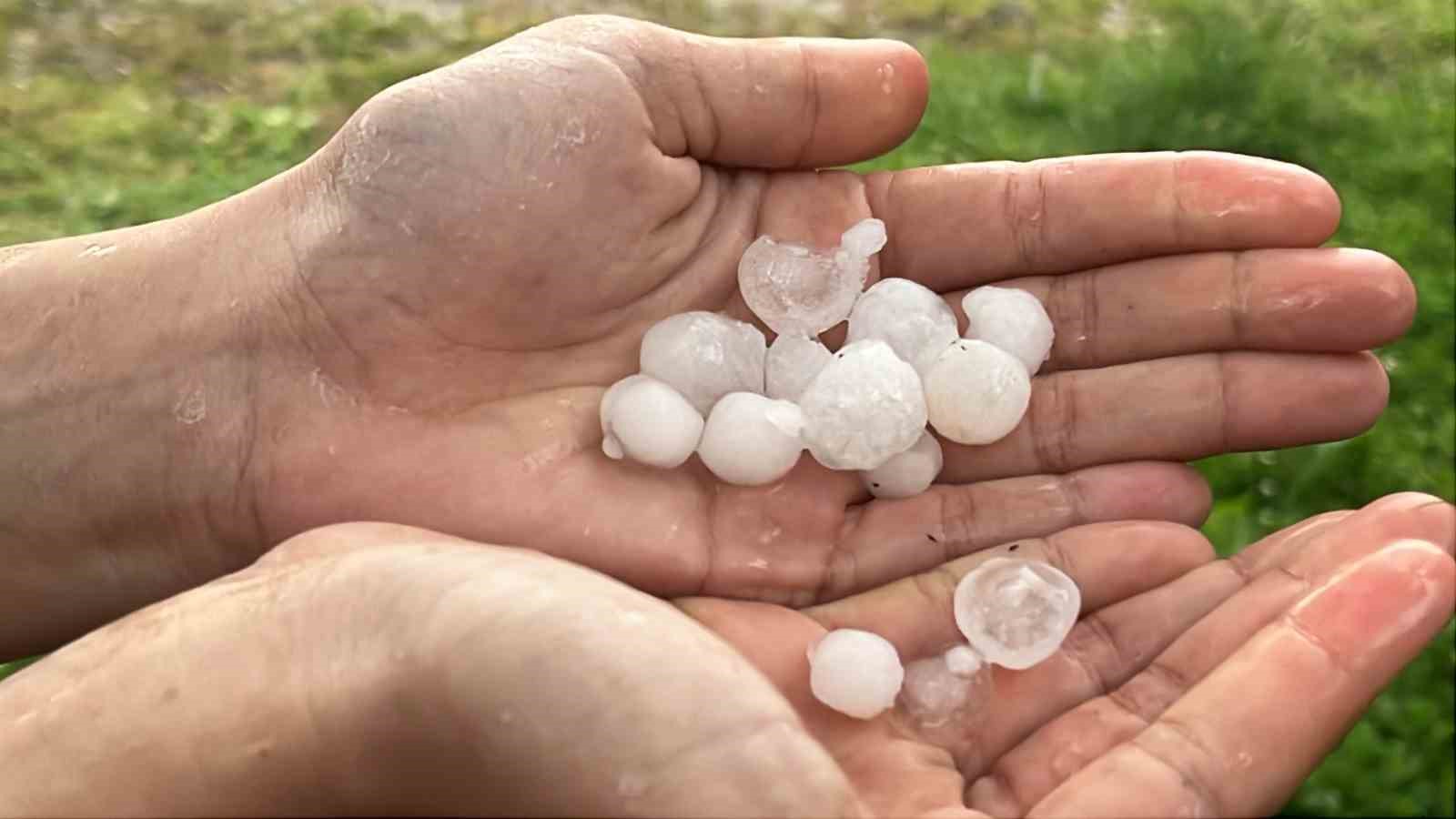 Erik büyüklüğündeki doluların isabet ettiği vatandaşlar panik yaşadı
?v=1