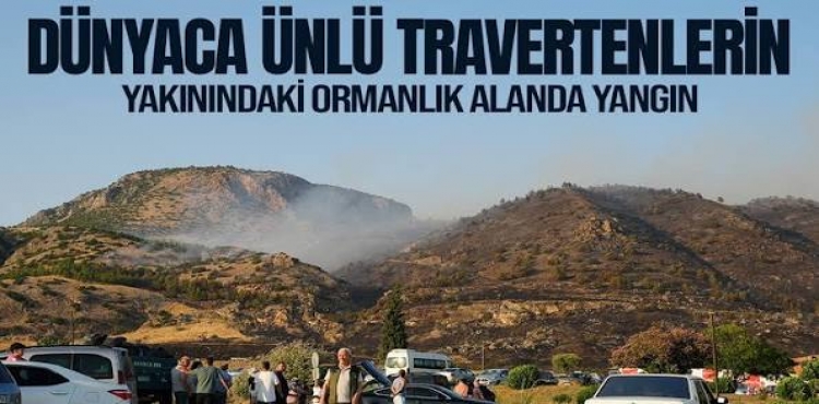 Dünyaca Ünlü Travertenlerin Yakınındaki Ormanlık Alanda Yangın