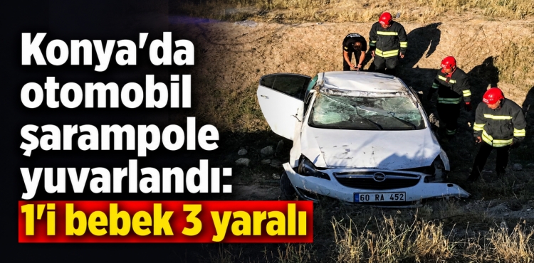 Konya'da Otomobil Şarampole Yuvarlandı 1'i Bebek 3 Yaralı?v=1