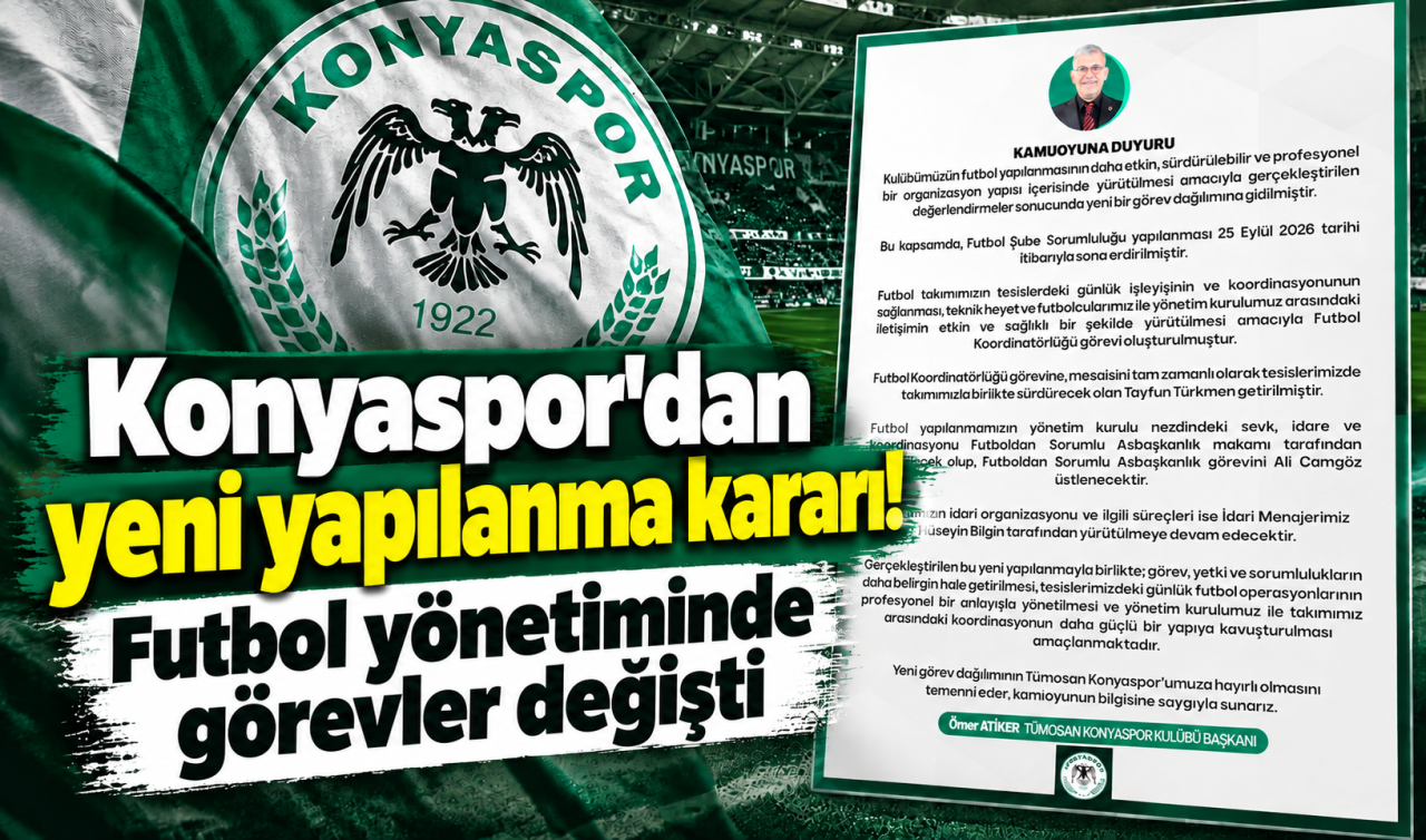 Konyaspor’dan Yeni Yapılanma Kararı Futbol Yönetiminde Görevler Değişti