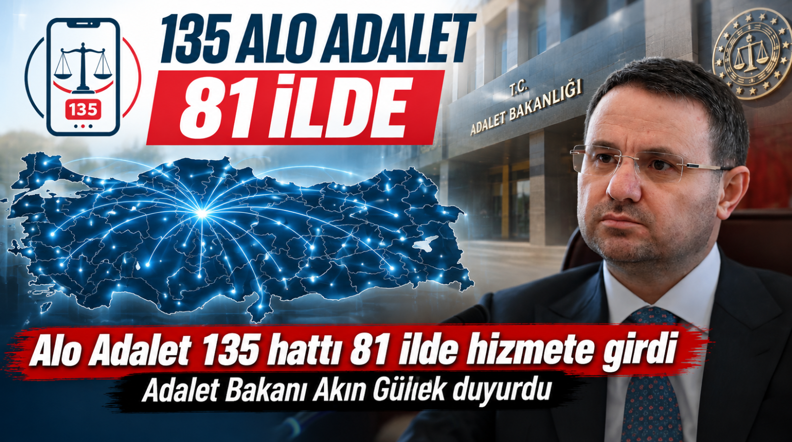 Alo Adalet 135 Hattı 81 İlde Hizmete Girdi